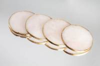 Sous-verres en quartz rose poli de qualité supérieure avec bord doré, motif mascotte d'amour en tranche d'agate, décoration portable pour la maison, Agate Muntaha