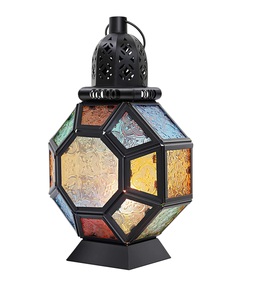 Lanterne en métal et verre noir multicolore de haute qualité décorative pour la maison salon jardin utilisation intérieure et extérieure lanterne en métal - Product Image 1