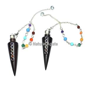 Chakra en bois de Rose avec pendules à chaîne, 7 pièces - Product Image 1