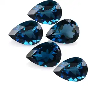 " 5X7mm Pear Cut Natural London Blue Topaz " Wholesale Factory Price High Quality Faceted Loose Gemstone Per Piece