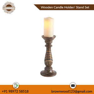 Lot de 3 bougeoirs faits à la main en bois de manguier massif de meilleure qualité pour la décoration de Noël et de mariage Prix de gros Approvisionnement direct - Product Image 2