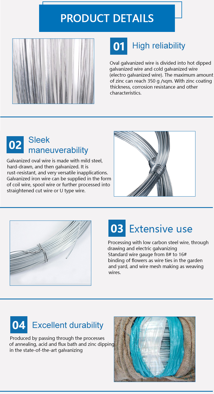 High tensile livestock metal fencing wire galvanized steel oval wire 16/14 2.7mmx2.2mm 700kgf 1000m per roll