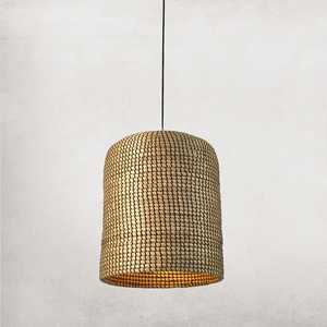 2022 moderne noir motif jonc de mer mélangé cordes en plastique recyclé cadre d'abat-jour respectueux de l'environnement pour plafonniers - Product Image 2