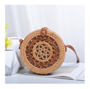 Bolso de mimbre tejido para mujer, bandolera de paja redonda, bolso de playa pequeño para mujer, 99 Golden Data, 84587176063 - Product Image 1