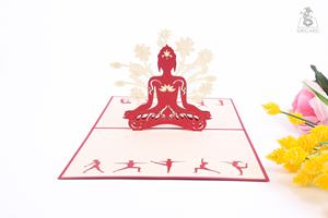 Impresión 3D de alta calidad Yoga Red Kirigami Card Vietnamita hecho a mano Pop Up Card precio razonable artesanía - Product Image 4