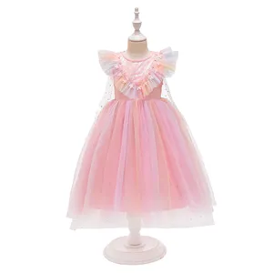 FSMKTZ Neue Stil Anna Elsa Kinder Pretend Cosplay Kleid Rolle Spielen Elsa Prinzessin Phantasie Tutu Kleid Mädchen Prinzessin Kleid BX1681