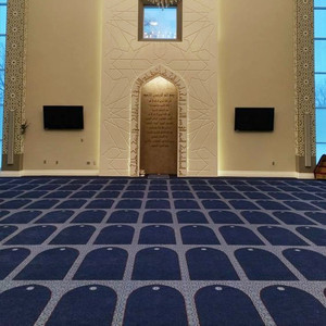Rouleau de tapis musulman impression de prière en nylon 3d laine de nylon terylene mur à mur tapis bleu foncé pour mosquée - Product Image 6