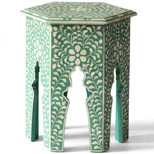 Mesa auxiliar moderna para muebles para el hogar Hueso Madera Metal y resina para uso en la sala de estar - Product Image 4