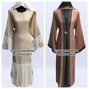 Abaya Renda Yang Indah Lengan Terbuka Tutup Mudah Dipakai untuk Wanita Muslim Grosir Koleksi Sederhana Abaya Hitam dan Warna-warni