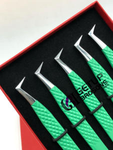 แหนบต่อขนตาทำจากสเตนเลสเคลือบผงสีเขียวขึ้นฉ่ายพร้อมโลโก้ของคุณเอง - Product Image 3