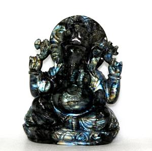 งานประติมากรรมพระพิฆเนศคุณภาพสูง ทำด้วยมือจากหินลาบราโดไรต์แกะสลัก  มีขนาดให้เลือกตามสั่ง - Product Image 2