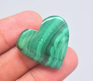 Malaquita-cabujón con forma de corazón, joyería de malaquita de alta calidad, forma de corazón - Product Image 2