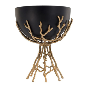 Cuenco redondo de metal puro para servir ensaladas, soporte de base dorada, para decoración de boda, 2022 - Product Image 2