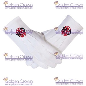 ถุงมือผ้าฝ้ายสีขาวพร้อมสีแดงสีดำถุงมือขบวนพาเหรดสำหรับฤดูหนาว - Product Image 2