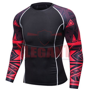 Custom Logo Men Long Sleeve Rash Guard Polyester Spandex Sublimation <b>Compression</b> <b>Shirt</b> for MMA Wear - Product Image 2