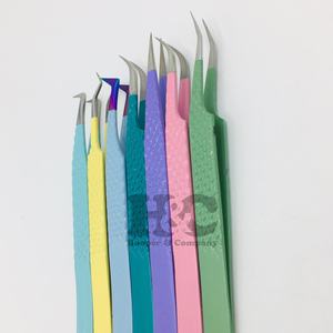 Pince à épiler d'extension de faux cils de haute qualité pince à épiler en acier inoxydable poignée de couleur personnalisée pince à épiler Logo vison - Product Image 3