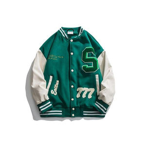 Veste personnalisée 3D Chenille broderie Patchwork couleur verte unisexe, offre spéciale - Product Image 1