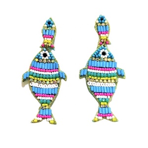 Boucles d'oreilles en perles de rocaille brodées, bijoux multicolores à la mode, style indien, faits à la main, pour femmes et filles, nouvelle collection - Product Image 1