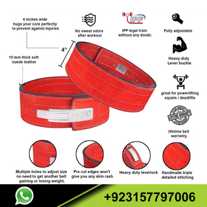 Hebilla de palanca de levantamiento de pesas para gimnasio, cinturón de levantamiento de pesas de cuero de vaca oculto, cinturón de palanca de Fitness para entrenamiento de gimnasio - Product Image 2