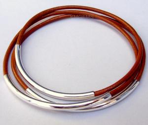 Beautifully Handmade Leather Tube <b>Bangle</b> <b>Bracelet</b> - Product Image 1
