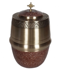 Urne de crémation en métal croix catholique de style européen pour le stockage - Product Image 1