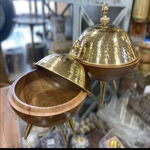 Bol de service moderne en bois et en métal avec support de forme ronde pour ustensiles de cuisine vaisselle hôtel et Restaurant Dates bol de fruits secs - Product Image 4