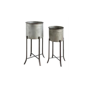 Nouveau Pot de fleur de forme ronde galvanisé de qualité Standard avec support pour jardin extérieur salon utilisation décorative prix attractif - Product Image 1