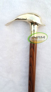 Bâton de marche pliable en bois de style vintage fait à la main avec poignée de dauphin en laiton/canne de marche en bois avec poignée de dauphin de styliste - Product Image 3