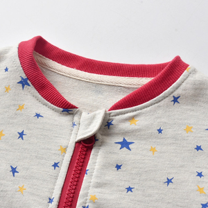 Baby Girls Cotton Tracksuit Set With Star Print Zipper Jacket And Red Joggers Casual Spring Outfit For Infants - Product Image 4