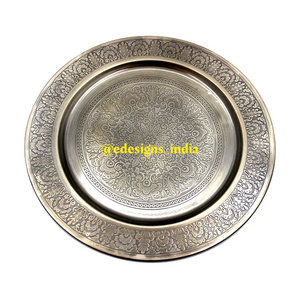 Designer Metal Charger Plate Round Shape Decorative Handmade Under Plate Latest Arrival Affordable High Quality Serving <b>Platter</b> - Product Image 1