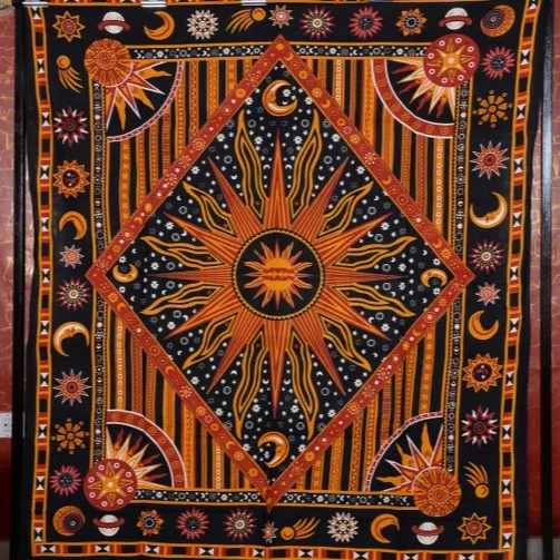 Galaxy Tapestry Indian Sun Moon Wall Hanging Cotton Beach Blanket Queen Bedspread Indian Wall hanging Boho Tapestry