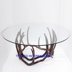 Table basse en acier avec plateau en verre transparent, base à quatre roues, design rectangulaire, couleur or, style classique - Product Image 5