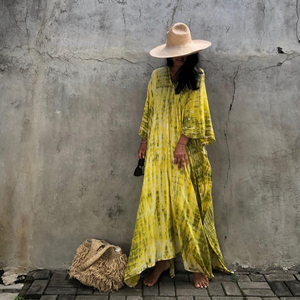 2020 verano kaftan indio mujeres Casual Resort desgaste hermoso impreso traje más tamaño Resort desgaste de las mujeres, vestido - Product Image 1