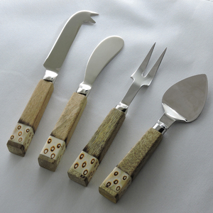 Acacia Wooden Butter Knife Set of 4 Kitchen Tool Stainless Steel High Quality Flatware Cutlery Set Pocket Knife