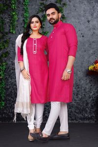 ATTRACTIVE HUSBAND-WIFE,BROTHER-SISTER COUPLE COMBO Pure Slub Cotton Fabric and Viscose FABRIC in Dupatta - Product Image 5