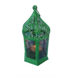 Decoración del hogar, farol de hierro verde, pilar de cristal impreso, nueva Candelita votiva, luz de vela, decoración de cena, jardín votivo - Product Image 1
