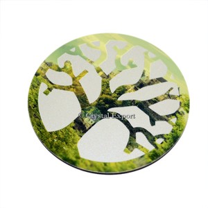 100% Velvet Jewelry Bag with Customized Tree of Life Wood <b>Coaster</b> Gemstone Material Carved <b>Agate</b> Engraving Style Love - Product Image 1