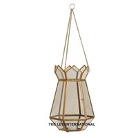 Lanterne à bougie en métal en fer noir éclairage décoratif extérieur intérieur élégant pour pot à bougie unique en béton de qualité artisanale