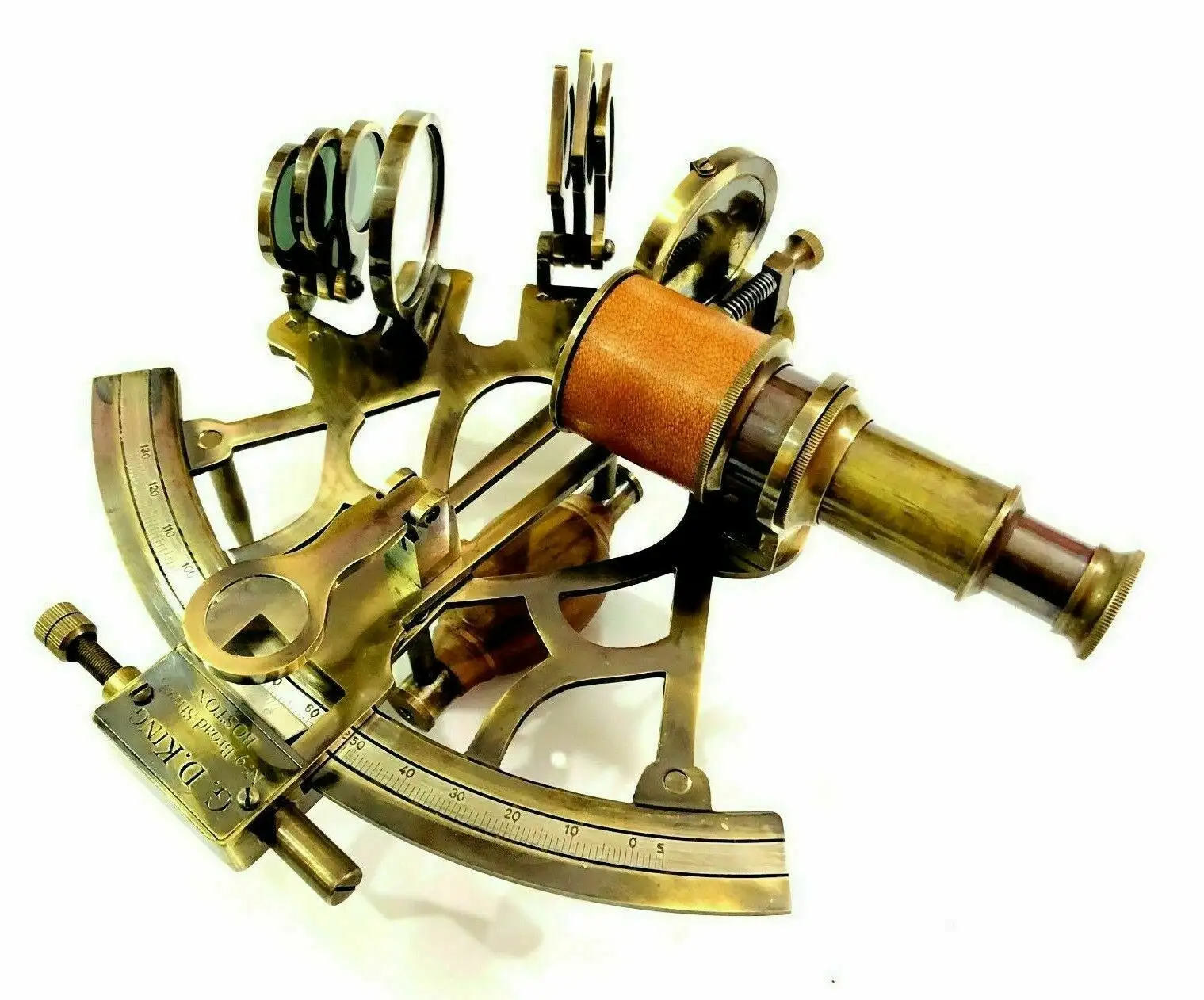 คาลวินหัตถกรรม Sextant วินเทจการเดินเรือเรือนำทางเครื่องมือ CHMN100010โบราณทะเลทองเหลือง8 "ทองอินเดียรัก