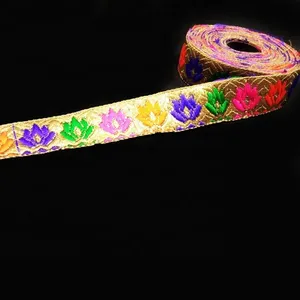 Lace Decorative Trim Sari Ribbon Decorative Ribb Indian Sari Border Jacquard Border Ethnic Embroider Single Face Flower Jacquard