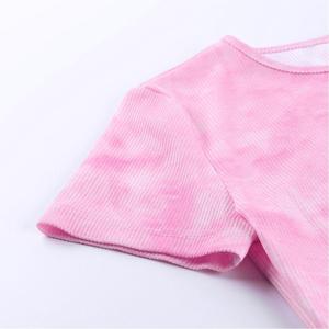 Tops cortos de mariposa rosa con tinte de corbata para mujer de calidad superior estilo informal hecho en fábrica - Product Image 2