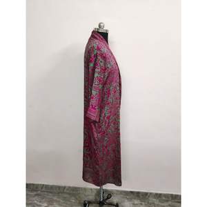 Indian Vintage Recycled Silk Plus Size Breathable Maxi Gown Women's Summer Ethnic <b>Beach</b> Wear Long <b>Kimono</b> Sleepwear Swim Dress - Product Image 4