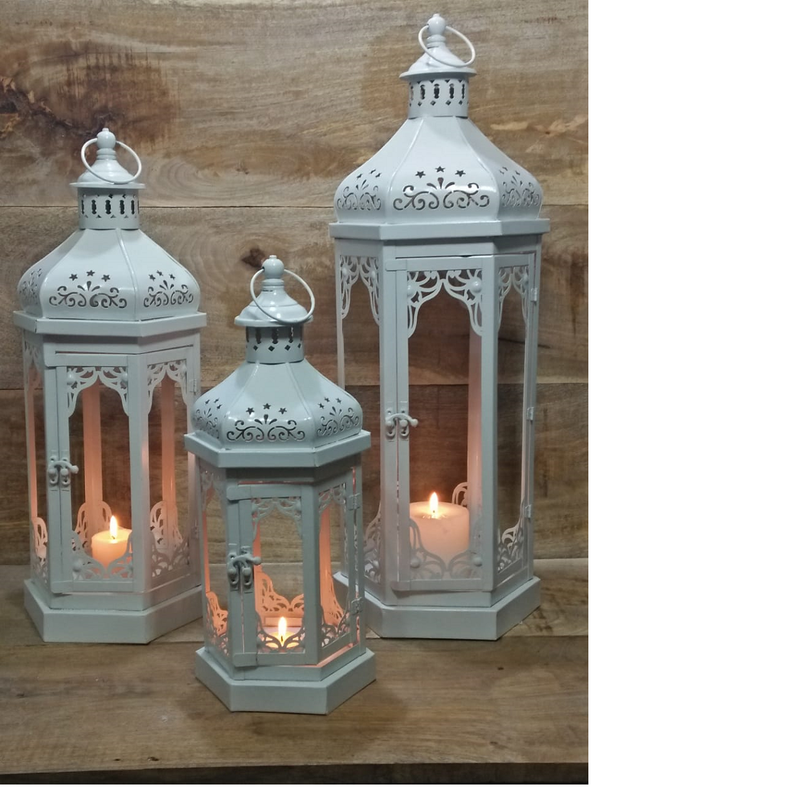 White Metal Decorative Lanterns in Assorted