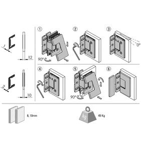 Doorplus American CR <span class=keywords><strong>L</strong></span> Скрытый Винт с регулируемым углом, Безрамное настенное крепление, поворотные дверные петли, латунный дверной шарнир для душа и стекла - Product Image 6