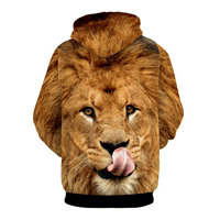 Lion imprimé personnalisé roi pull hommes Logo chandails surdimensionné bouffée impression à capuche