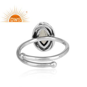 Natural Green Amethyst Gemstone Set 925 Sterling Silver Oxidized <b>Adjustable</b> <b>Ring</b> Wedding Jewelry Manufacturer - Product Image 4