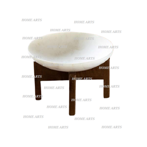 Bol de service aux dates de taille personnalisée de forme ronde Bol en marbre au design merveilleux avec support en bois pour les meilleures ventes - Product Image 1