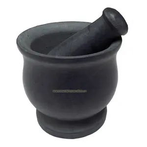 Best Selling Wholesale Soapstone Mortar And Pestle Set As Spice Grinder Medicine Masher -Okhli & Musal In Black