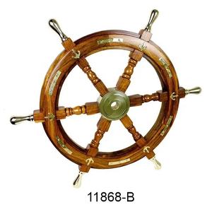 Wooden <b>Ship</b> <b>Wheel</b> With Brass Handle & Brass Handle <b>Ship</b> <b>Wheel</b> for Home Decoration Manufacturing and Supplying - Product Image 3