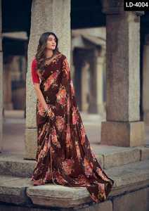 คอลเล็กชั่นส่าหรีดั้งเดิมของเฮฟวี่ Georgette Saree,คอลเล็กชั่นภาพดิจิตอลชุดแต่งงานผ้าส่าหรีตะวันตกสำหรับผู้หญิงและเด็กผู้หญิง - Product Image 4